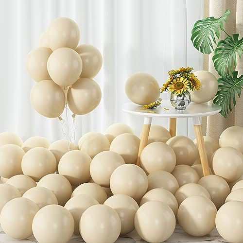 Ivory White Balloons 5inch Small Ivory Balloon 60pcs Mini Round Cream Latex Balloons for Arch Garland Retro Beige Balloon for Birthday Party Decoration Wedding