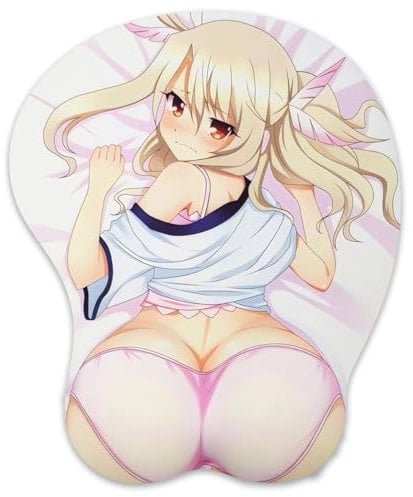 3D Mauspad mit Silikon Brüste Mousepad mit Handauflage. Anti Rutsch Anime Manga Maus Pad Handgelenkauflage für Büro Spiel (einzbern)