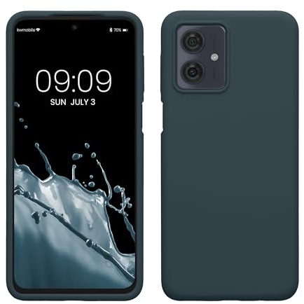 kwmobile Case for Motorola Moto G54 5G Case - Soft Cover - Shockproof Silicone - Wireless Charging Dark Slate