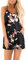 STYLEWORD Jumpsuit Damen Sommer Kurz Ärmellos Blumen Overall Spaghettiträger Strampler mit Tasche(Floral9-401,Groß)