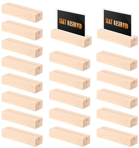 USENG 20Pièces Porte Carte Bois Porte Menu Mariage,Support Titulaire Porte Numéros de Table Porte Cartes de Table en Bois,Porte Photo Support Carte Support Photo pour Mariage Restaurant Banquets Fêtes
