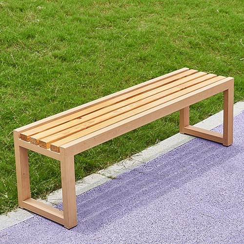 XGQXZWC Gartenbänke für Den Außenbereich, Rückenfreie Sitzbank für 2–3 Personen, Terrassen-Parkbank mit Lattensitz, Metallrahmen, Wetterfest, 400KG Tragkraft, Rechteckige Outdoor-Essbank (Color : Woo