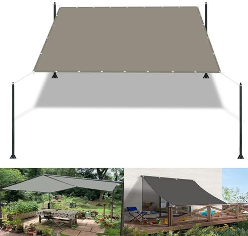 Pergola Canopy 2.1 x 2.8 m(6.9 x 9.2ft) Waterproof Privacy Screen with Free Rope UV Block Weather-Resistant with Grommets Pes Shade Netting for Carport Swimming Plants, Khaki