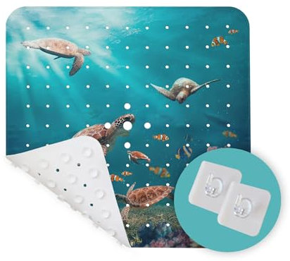 arteneur® - Duschmatte rutschfest 53x53 cm | Antirutschmatte Dusche | Inkl. Aufhängung | Schimmelresistent | Maschinenwaschbar | BPA frei | Rutschmatte Dusche Ozean