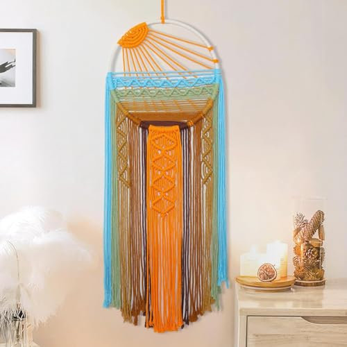 Betylifoy Makramee Wandbehang Große Traumfänger Sonnenaufgang Boho Traumfänger Hand Gewebt Wandbehang Wandteppich Bohemian Wohnkultur für Schlafzimmer Kinderzimmer (Sonnenaufgang)