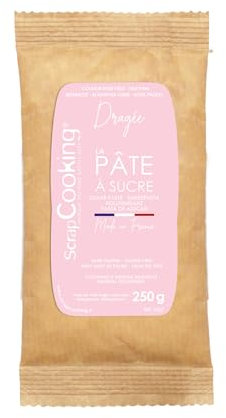 ScrapCooking - Pâte à Sucre Rose « Dragée » 250 g - Colorant d’Origine Naturelle - Sans Gluten, Sans Huile de Palme - Pour Gâteaux, Pâtisseries - Fabriquée en France - 7627