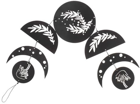 IMIKEYA Anhänger Aus Holz Boho-wandbehang Wandbehang Monddekor Mondphase Wandbehang Girlande Mondphasen- Mond Wanddekoration Mondphasen Schmücken Mondphase Wandkunst Black Hölzern