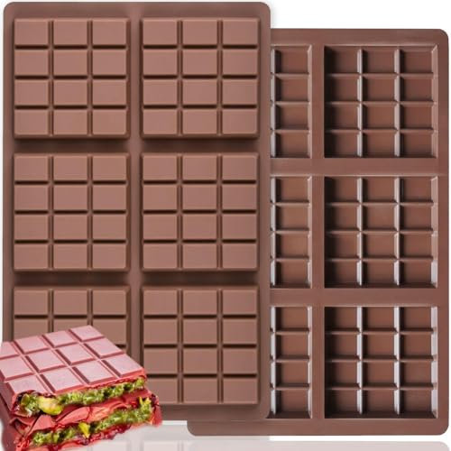 Molde Chocolate, 2 Piezas Molde de Silicona para Tableta de Chocolate, Molde De Tableta De Chocolate, Moldes Para Barra De Chocolate Profundos De Silicona,Fácil De Desmoldar, para DIY Chocolates
