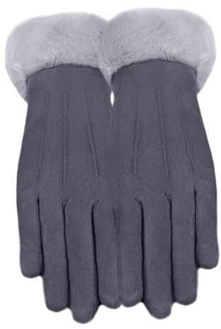 Volumoon Gants d'Hiver Chauds Femme, Imperméables, Coupe-Vent Antidérapants pour VTT, Cyclisme, Conduite et Extérieur (Gris)