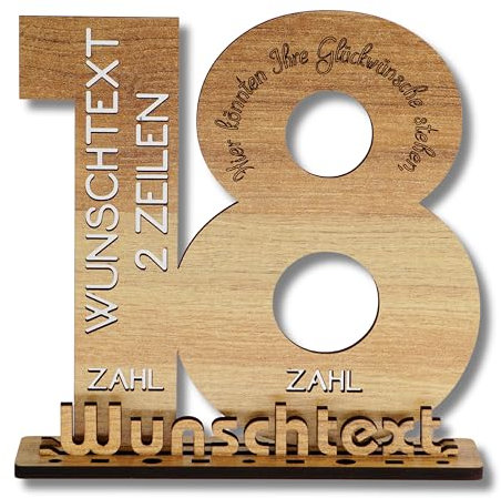 DARO Design - Gästebuch Holz-Schild Geschenk zum 18. Geburtstag Männer Frauen, individualisierbar, mit Wunschtext personalisierbar, Geldgeschenke mit Jahreszahl Deko Hochzeitsgeschenk