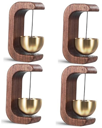 Housoutil 4 Pièces Cloche En Laiton Cloche Du Dîner Pour Le Service Cloche Dooe Alarme Porte Frigo Cloches Cloche De Commerçant Pour L'ouverture De La Porte Cloche De Chien Sonnette Cuivre