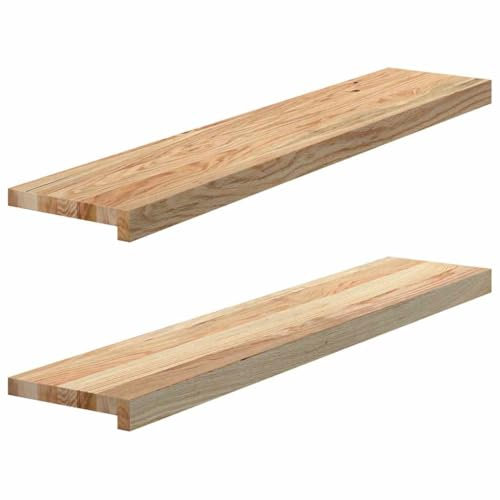 vidaXL Fensterbänke 2 Stk. Unbehandelt 100x20x2 cm Massivholz Eiche, Fensterbrett, Holz Treppenstufe, Holz Fensterbrett, Fensterbank Eichenholz