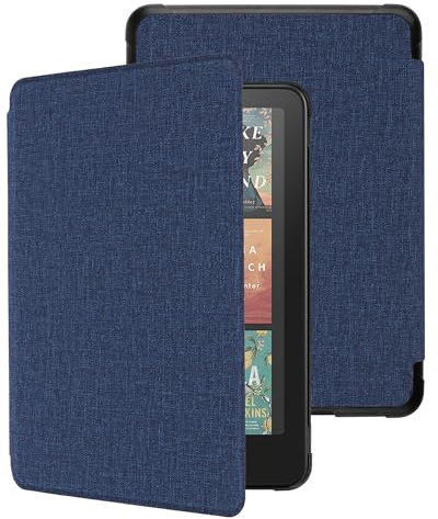 WALNEW Case for 7 All-New Kindle Paperwhite 12th Gen 2024 and Kindle Colorsoft Signature Edition, Premium PU Leather Protective Cover for Kindle Paperwhite with Auto Wake/Sleep (Navy Blue)