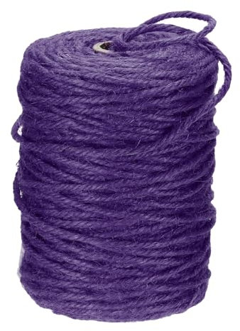 sourcing map Natural Jute Twine String 328ft x 3mm Long Strong Twine Rope for Arts Crafts Ribbon Gift Wrapping Packing Christmas Wedding, Purple