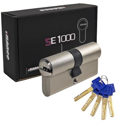 HEXIHER Cilindro de cerradura macizo cilindro de cerradura 30/30 latón con 5 llaves - Longitud: 60 mm, A: 30 B: 30 - SE1000