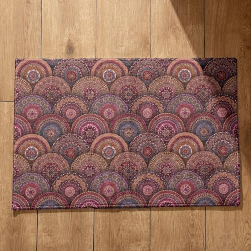 EHOMERY Door Matand Runner Set Hallway Mat Carpet Mandala External Doormats Large Floor Mats Indoor Non Slip 45x75cm, Non-Slip Plush Cotton Decor Doormat
