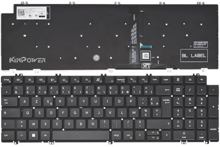 KINPOWER Clavier Azerty Français Compatible avec Dell Precision 7670 7770 7780 Rétro-éclairage