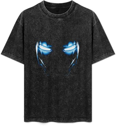 XUNDERA Unisex T-Shirt Vintage Tony Stark Iron Arc Reactor Sign 100% Cotton Round Neck Black 3XL