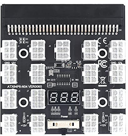 Daijianbin Breakout Board 17 Port 6Pin LED Anzeige Power Server Karten Adapter für 1200W 750W Netzteil GPU Miner Mining BTC ETH