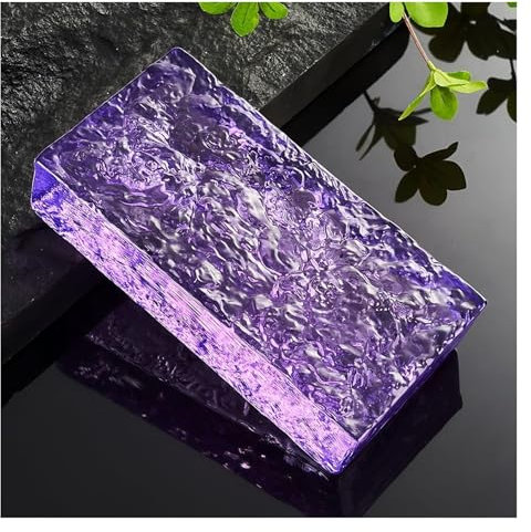 QZLNONTK 1 Stück rechteckiger architektonischer Glasbaustein – transparenter Kristallbaustein for die Moderne Büro- und Heimrenovierung(Purple)