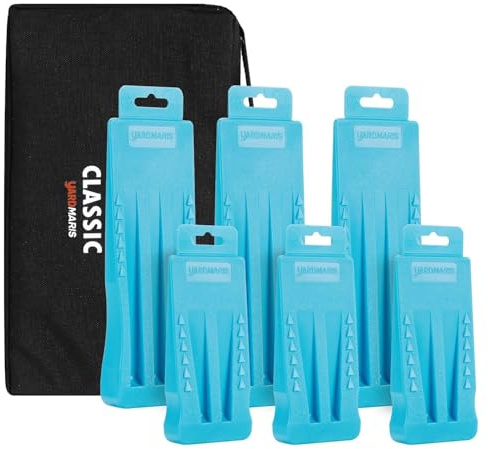 YARDMARIS 6 Stück Fällkeil Kunststoff Set, Kettensägen Fällkeil mit Tasche, Forstkeil Baumkeile zum Kontrollierten Fällen von Bäumen (3x13,97 cm+3x20,32 cm)