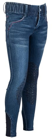 HKM Girl's Aymee Denim Silicone Knee Patch Pants
