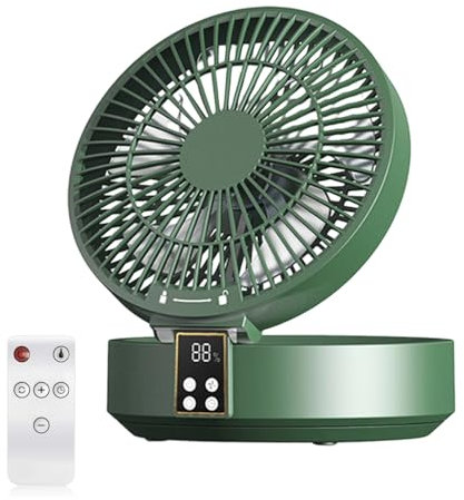 YPREWY Ventilador de refrigeración con control remoto, portátil, para colgar en la pared, recargable, eléctrico, plegable, luz nocturna, enfriadores de aire