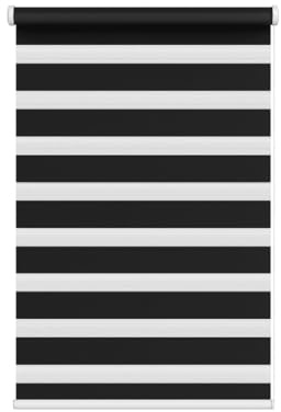 Black Day & Night Zebra Roller Blind (165cm drop) - 125cm | Black day & night zebra roller blind. 125cm width x 165cm drop. Alternating sheer and opaque fabric for light control.