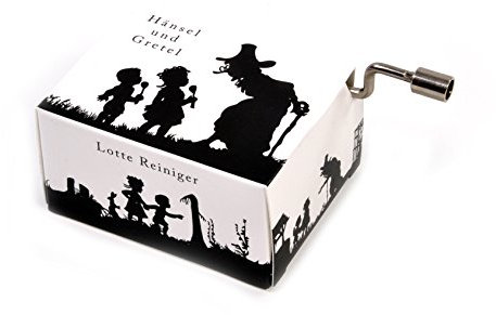 Spieluhr Hänsel und Gretel mit Schrenschnitt-Motiv, Melodie: Kinderlied Hänsel und Gretel ( Kurbelwerk, Mini-Drehorgel )