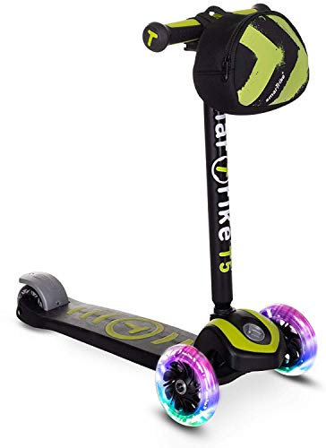 Scooter by smarTrike T5 Kinderscooter mit LED-Leuchträder und Snacktasche Scooter-Kinderroller, Grün, L