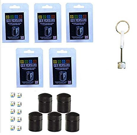 geo-versand 5X magnetischer Nano SCHWARZ +10 Logstreifen +Aufroller Versteck Geocaching D5
