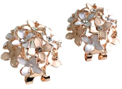 ONDEGO 3D Ohrringe Blumen Blüten Emaille rosegold beige Ohrstecker Brautschmuck