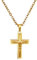 Flongo Rosenkranz Herren Kreuz Anhänger Damen Frauen Kette Männer Halskette, Edelstahl Gold Golden Jesus Kreuz Kruzifix Klassiker