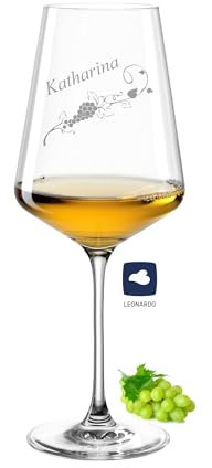 laser-diele Leonardo Puccini Weinglas mit Gravur als Geburtstagsgeschenk – Personalisiertes Weinglas – Muttertagsgeschenk - Weißwein - Weinranke