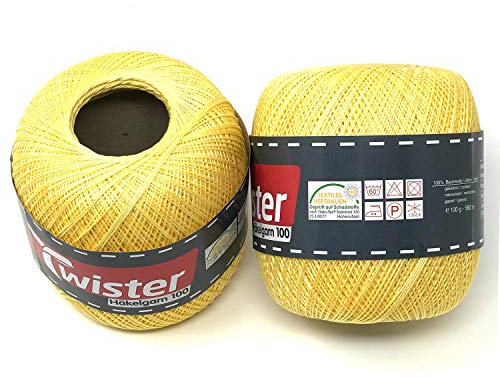 Twister Häkelgarn gelb Handstrickgarn Baumwollgarn 2x100g