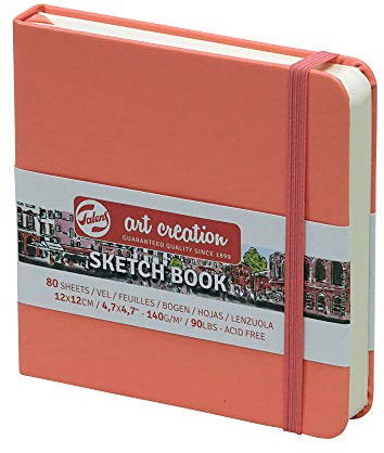 Talens Art Creation - Skizzenbuch Koralle Rot 12 x 12 cm - 140 g - 80 Blatt - säurefreies Zeichenpapier