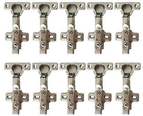 LIKERAINY 95 Grado Arremetida Bisagra 26mm con Amortiguador Clip on Tecnología Totalmente Solapado Bisagras para Puertas de Mueble Armarios de Cocina 10 Pcs