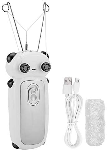 Depilatore elettrico per il viso, epilatore con filo di cotone USB per circonferenza delle labbra, mento, fronte, guancia, epilatore con filo di cotone fisico(bianco e nero)