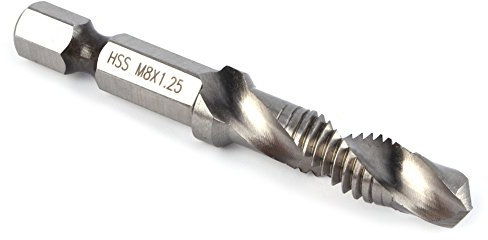 Kombi Gewindebohrer M8, Gewindebohrer M8, M8 Bohrer, HSS-Sechskantbohrer, Punktgewindebohrer Handwerkzeuge für Holzbohrungen, Weichmetall, Aluminium, Eisen