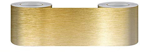 Tapetenbordüre selbstklebend zum Aufkleben für Wohnzimmer Küche Badezimmer Abnehmbare Wasserdicht Bodenleiste PVC Dekorative Bordüre Gold gebürstet 15cm X 500cm