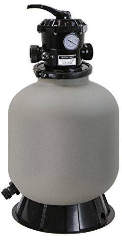XtremepowerUS 75139-V 16 Above Inground Swimming Sand System with 7-Way Port Valve Pool Filter up to 21,000 Gallons with Stand, Grey