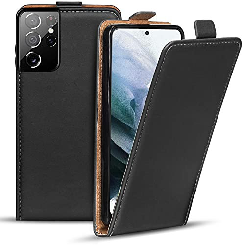 Verco Flip Case pour Samsung S21 Ultra Coque, Housse en PU Cuir avec Magnetique Cover pour Samsung Galaxy S21 Ultra 5G Etui, Noir