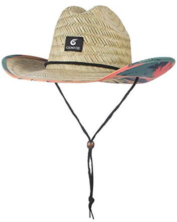 GEMVIE Sombrero Tipo Cowboy para Hombre Sombrero de Paja Panamá Classic Unisex ala Ancha Sombrero de Safari para Campo Viaje Playa