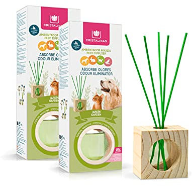 CRISTALINAS Pet Odour Eliminating Reed Diffusers Garden Scent - 30ml Air Fresheners for Home - Lasts upto 4 weeks - Reed Diffusers for Home - Pack of 2