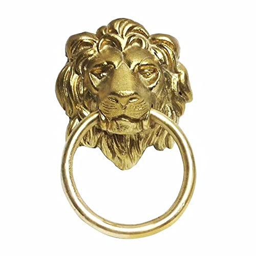 LLDDSS Türklopfer Antike Löwenkopf Türklopfer Europäischen Stil Messing Haustür Holz Türklopfer Ziehen Ring Tür Beschläge (Color : Copper Color)