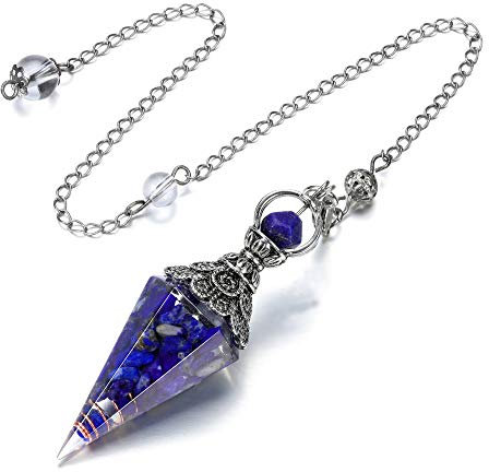 GEHECRST Schmuck Edelstein Pendel Steine Pendulum Pendel Anhänger mit Kette für Reiki Heilung Dowsing Scrying Balance Armband (Lapislazuli)