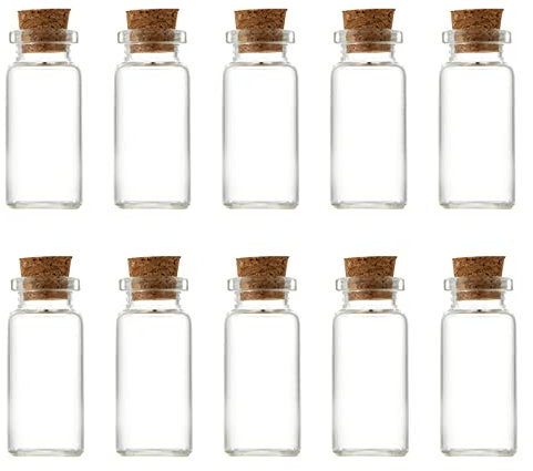 10 Pcs Small Glass Bottles With Cork Lids, Mini Glass With Stoppers for Empty Spell Jars, Small Message, Tiny Wishing, Miniature Potion - DIY Crafts Decoration Wedding Party