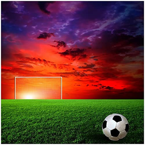 Wallario Memoboard aus Glas mit Motiv, Magnet-Tafel in 50 x 50 cm in Premium Qualität Fußball - Fußballfeld bei Sonnenuntergang