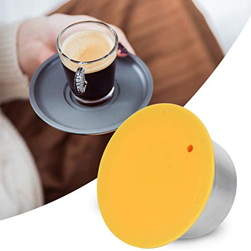 Cápsula de Café Reutilizable Dolce Gusto Cápsulas Reutilizables de Acero Inoxidable Y Silicona para Cafetera Dolce Gusto(Amarillo)