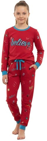 A2Z 4 Kids Girls Pyjamas Traditional PJS Pyjama Set Long Sleeve Top - PJS 174 Believe Pink 11-12
